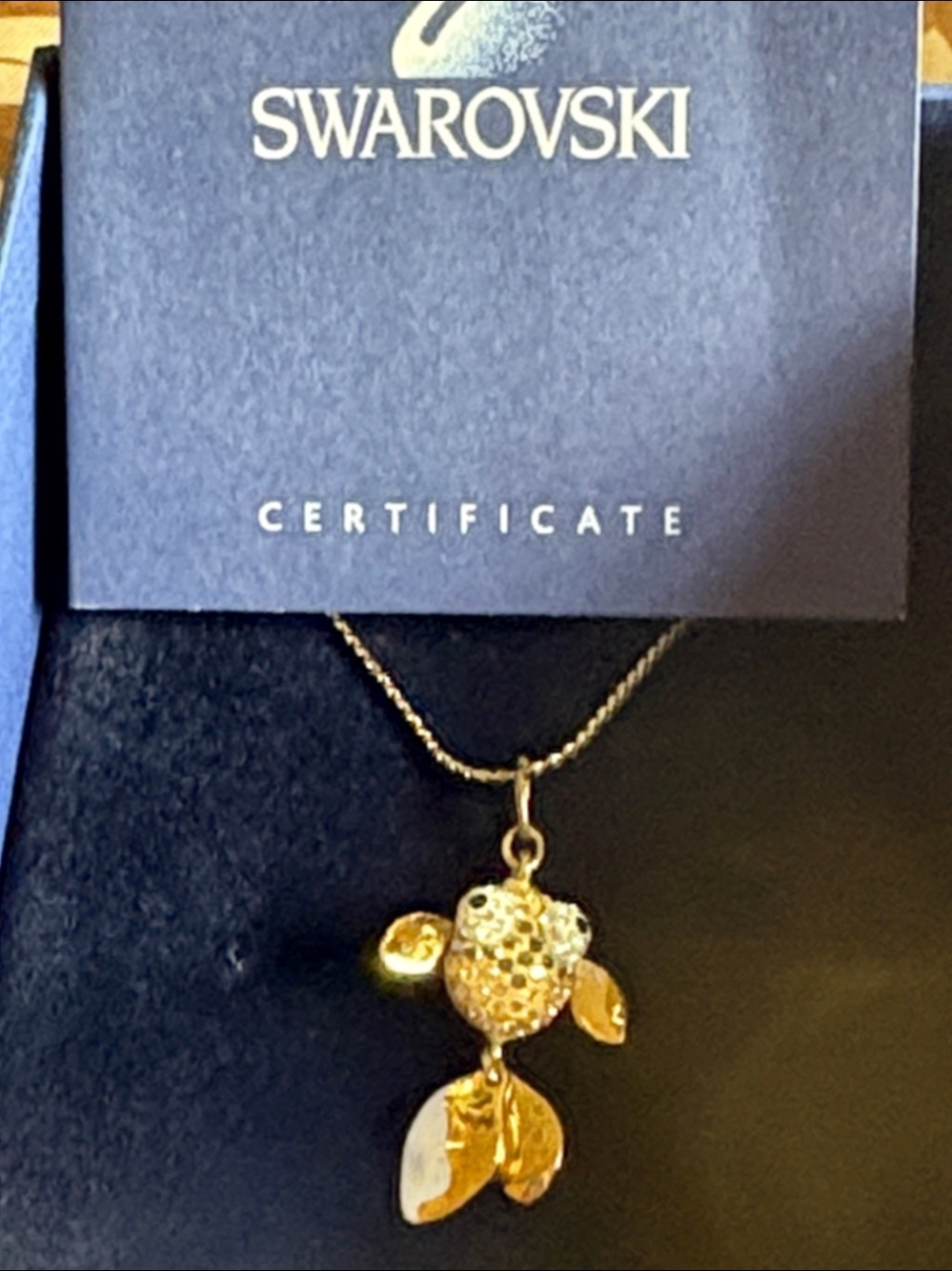 Swarovski Gold Lychee Crystal Fish Pendant